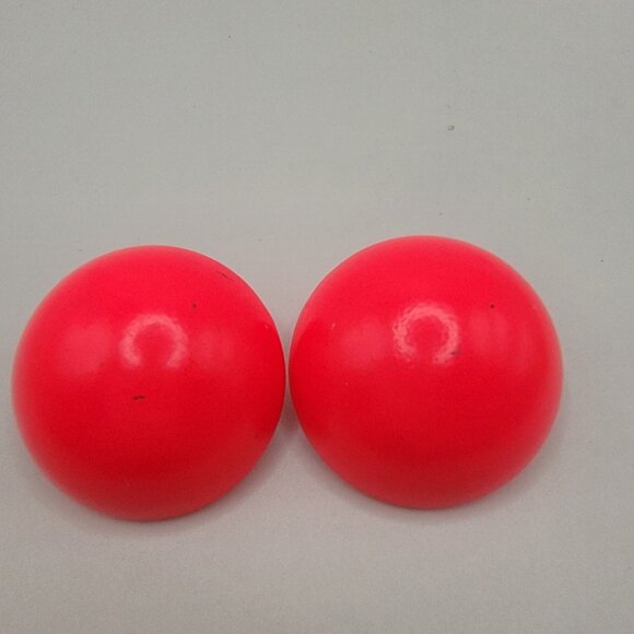 80s Flourescent Pink Large Round Pierced Earrings 80s Theme Party - Picture 1 of 5